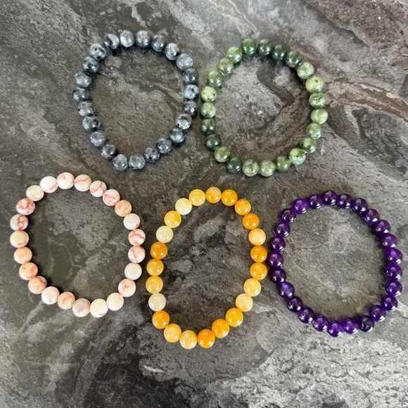 Golden Calcite Energy Bracelet 6.5 inch Natural Stone Beaded Stretch 8mm Beads - Picture 10 of 10